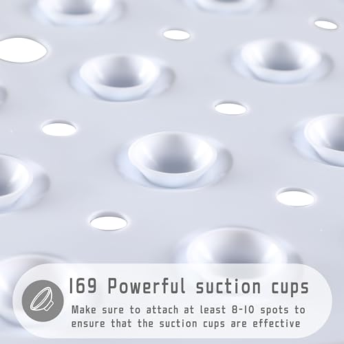 Yimobra Shower Mat 21X21 Inch Square, Non Slip Bathtub Mat with Large Suction Cups&Drain Holes, Soft Fast Dry Shower Stall Mats for Inside Shower, Machine Washable BPA-Free, Bath Essentials, White - color: White, size: 21 x 21 inches