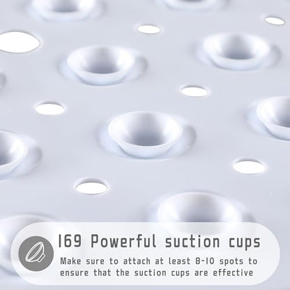 Yimobra Shower Mat 21X21 Inch Square, Non Slip Bathtub Mat with Large Suction Cups&Drain Holes, Soft Fast Dry Shower Stall Mats for Inside Shower, Machine Washable BPA-Free, Bath Essentials, White - color: White, size: 21 x 21 inches