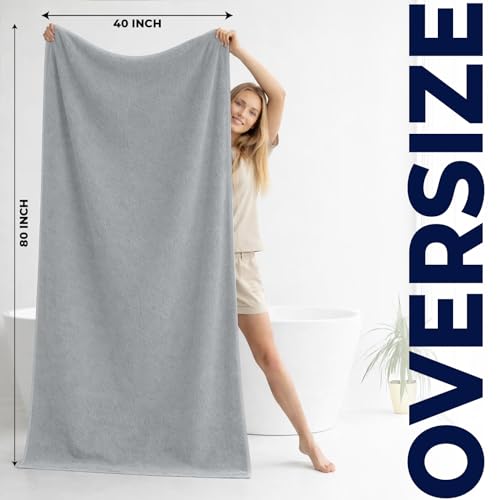 DAN RIVER Pack of 1 Bath Sheet 40x80 Inches, Extra Large Oversized Bath Towels, Thick Absorbent Hotel Bath Towels - Highrise - color: Highrise