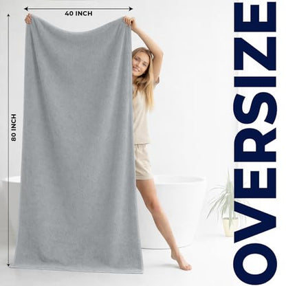 DAN RIVER Pack of 1 Bath Sheet 40x80 Inches, Extra Large Oversized Bath Towels, Thick Absorbent Hotel Bath Towels - Highrise - color: Highrise