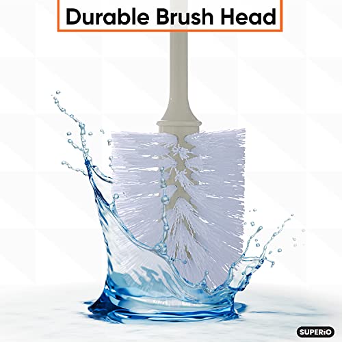 Superio Beige Toilet Brush Heavy Duty Durable Bristles with Long Handel Comfort Grip - size: Toilet Brush - 3 Pack