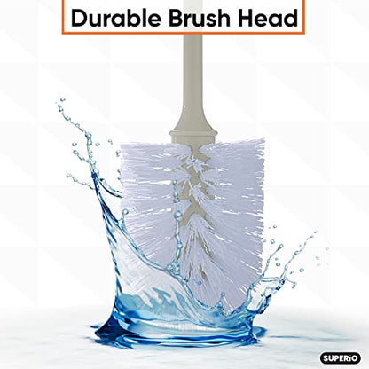 Superio Beige Toilet Brush Heavy Duty Durable Bristles with Long Handel Comfort Grip - size: Toilet Brush - 3 Pack