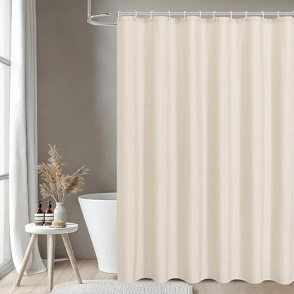 Extra Long Fabric Shower Curtain with Waterproof Layer,72x84,Cream | 2-in-1 Design,Linen Textured,100% Waterproof TPU-Laminated Backing,Magnetic Weighted,Machine Washable,For Bathroom,Hotel - color: Cream, size: 72"W x 84"L (Pack of 1)