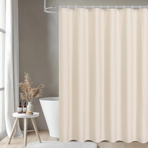 Waterproof Fabric Shower Curtain,No Liner Needed,72x72,Cream | 2-in-1 Design,Linen Textured,100% Waterproof TPU-Laminated Backing,Magnetic Weighted,Machine Washable,For Bathroom,Hotel - color: Cream, size: 72"W x 72"L (Pack of 1)