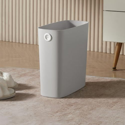 Agatige Small Trash Can, Pp Slim Open Top Narrow Garbage Container Bin Wastebasket Garbage Can with Fixing Holes for Bathroom Office Bedroom Kitchen (Grey) - color: grey