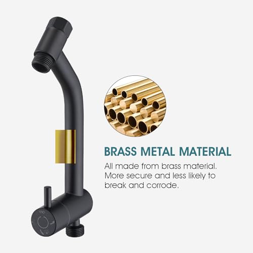 PDPBath Brass Shower Arm Diverter with Adhesive Handheld Holder for Easy Reach, Upgrade Low 3-Way Diverter with Pause Setting, G1/2 Universal Connection - Matte Black - color: Matte Black-3
