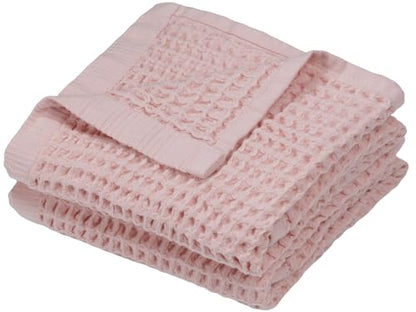 DEMMEX Organic Cotton Waffle Weave Turkish Hand Towels for Bathroom & Kitchen, Large 20x30 in, 100% Oeko-TEX Certified Ultra Soft Cotton, Lightweight Quick Dry Waffle Hand Towels, Set 2 (Blush Pink) - color: Blush Pink