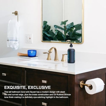 Bathroom Faucet for Sink 3 Hole, Champagne Gold, BF405-CB | 8 inch Widespread Bathroom Faucet 2 Handle Bathroom Sink Faucet for Vanity with Drain Assembly Supply line, Champagne Gold - color: Champagne Gold