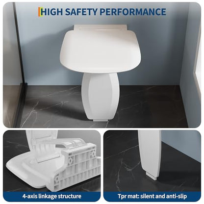 Garvee Wall Mounted Folding Shower Seat, 550 lbs Load-Bearing, Non-Slip Shower Bench, Space-Saving Design, Easy Assembly & Cleaning | Non-Slip, Space-Saving Design, Easy Assembly & Cleaning