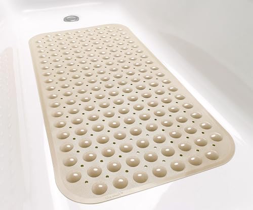 Large Non-Slip Bathtub & Shower Mat 31”x16” (Smooth/Non-Textured Tubs Only) Safe, Clean, Machine-Washable, Superior Grip&Drainage, Vinyl, Opaque Light Brown - color: Opaque Light Brown, size: Large (31"x16")