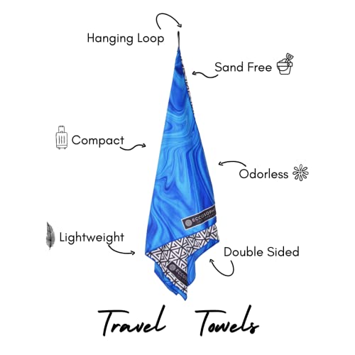 Microfiber Beach Towel - Quick Dry, Sand Free and Oversized 71x35 | Super absorbent, lightweight, swimming, gym, extra large, pool, cruise, camping, yoga, travel, compact, carry bag, vacation - color: Laguna