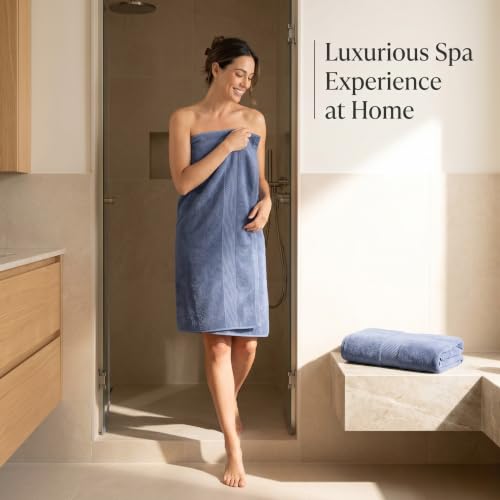 Maisonette Elegance 100% Organic Cotton Turkish Bathroom Towels Set, Ideal Quick Dry Luxury Washcloths, Hand & Large Luxury Bath Towels for Shower (6 Pack), Dark Blue (Mineral) - color: Mineral, style: Bath Towel Set - 6 Piece