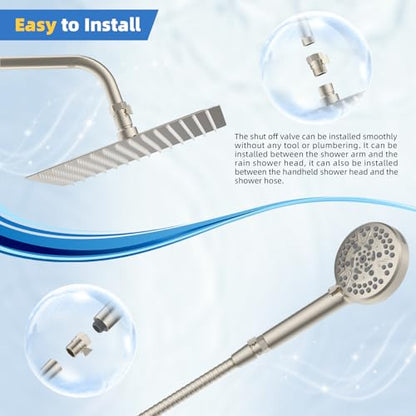 Hibbent All Metal 1 Pack Shower Head Flow Control Valve, G1/2 Brass Shut-off Valve with Metal Handle Lever, Shut OFF Water Flow Control Regulator for Handheld Shower, or Bidet Sprayer, Brushed Nickel - color: Brushed Nickel