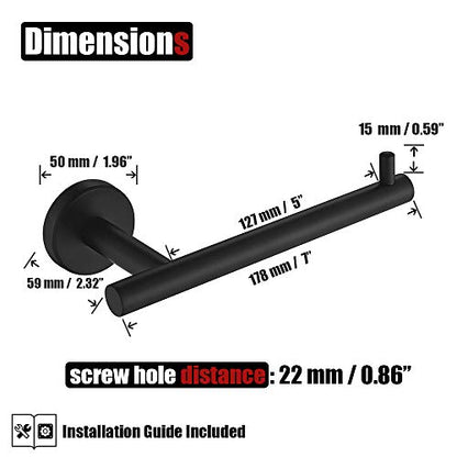 JQK Black Toilet Paper Holder, 5 Inch 304 Stainless Steel Thick 0.8mm Tissue Paper Dispenser, Matte Black Wall Mount, TPH100-PB - color: Black, size: Bar