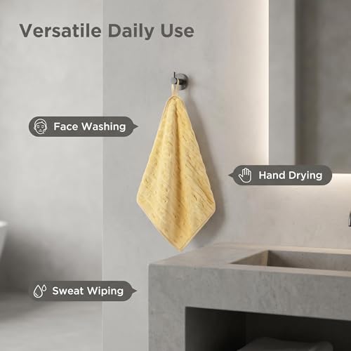 3 Pack Microfiber Hand Towels for Bathroom with Hanging Loops Quick Dry Small Towel Set for Bathroom Kitchen 14 x29.6inch (Yellow) - color: Yellow