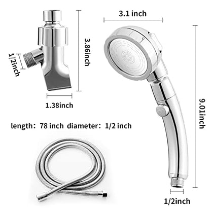 Marbrasse High Pressure Shower Head with Hose and Holder, 3-Settings Handheld Showerhead with Push Switch and Button to Control Water Flow for Saving Water,Removable Camper Shower Head - color: Shower Head with Hose and Holder