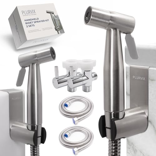 Handheld Bidet Sprayer for Toilet, Stainless Steel, 2 Sets | Adjustable Water Pressure, Stainless Steel Jet Spray Kit with Bidet Hose, Feminine Wash, Muslim Shower, Diaper Cleaning - color: Stainless Steel, size: 2 Sets