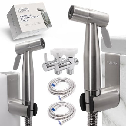Handheld Bidet Sprayer for Toilet, Stainless Steel, 2 Sets | Adjustable Water Pressure, Stainless Steel Jet Spray Kit with Bidet Hose, Feminine Wash, Muslim Shower, Diaper Cleaning - color: Stainless Steel, size: 2 Sets