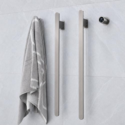 Bathroom Heated Towel Rack, Gray Towel Warmer, 3 Bars, 110V | Smart Touch Control, Wall Mounted, Concealed Hardwired, Stainless Steel, Dry Towels in Modern Bathrooms, Space-Saving Design - color: Gray-3 Bars
