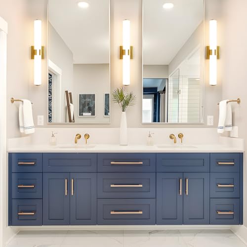 AIJIASI Bathroom Vanity Light Fixtures Over Mirror - 22.8 Inch Gold Bathroom Light Fixtures with Acrylic Shade 18W Dimmable 5CCT LED Vanity Light Modern Bathroom Sconces - color: Gold, size: 22.8 INCH