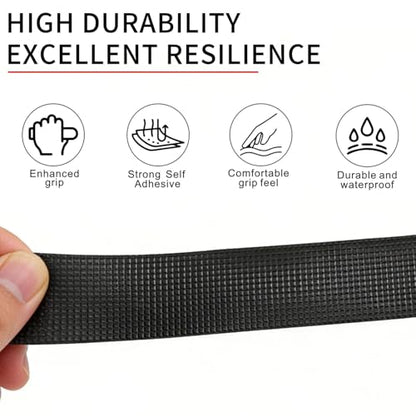 Textured Grip Tape, 2IN x 10FT Strong Anti Slip Rubber Tape, Waterproof & Heat Resistant with High Adhesion for Tools, Gym Equipment, Bicycle Handlebars and Slippery Surfaces (Black) - color: Black, size: 2 IN