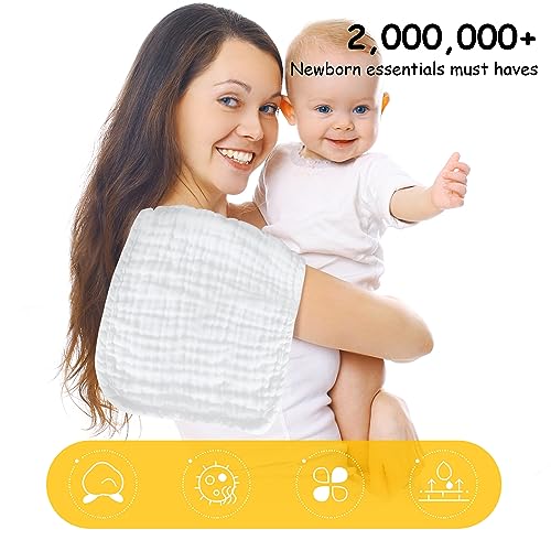 Lovely Care 12 Pack Muslin Burp Cloths 100% Cotton Muslin Cloths Large 20''x10'' Extra Soft and Absorbent Baby Burping Cloth - White - color: White, size: 10x20 Inch (Pack of 12)