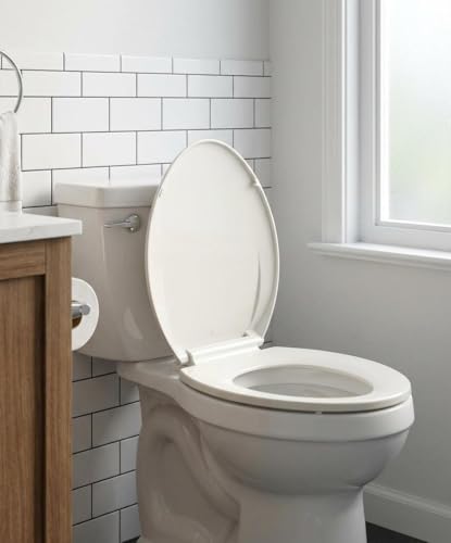 19" Elongated Toilet Seat Slow Close, Biscuit Color Polypropylene Toilet Seat Cover with Never Loosen Durable Lid, Quiet and Easy to Install & Clean - color: Biscuit, Standard, size: Elongated (19″)