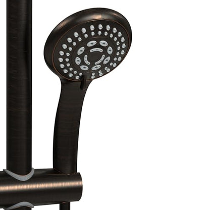 PULSE ShowerSpas Kauai III Oil-Rubbed Bronze Rain Shower Head with Handheld Spray - 2.5 GPM, 8" Showerhead, 5-Function HandShower, Adjustable Slide Bar - Shower Heads with Handheld Spray Combo - color: Oil Rubbed Bronze, size: 2.5 Gallon Per Minute