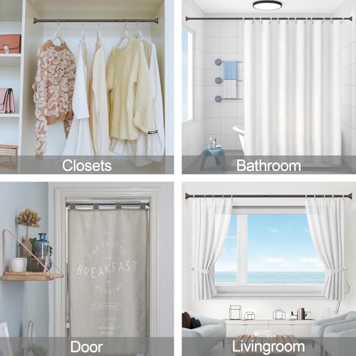 Thestoa Brown Shower Curtain Rod Adjustable 43-66 inch, 1"Diameter Spring Tension Curtain Rod No Drill, Anti-Rust Non-Slip Shower Rod for Bathroom Tension Rod - color: Brown, size: 43"- 66"