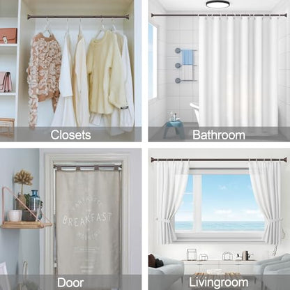 Thestoa Brown Shower Curtain Rod Adjustable 43-66 inch, 1"Diameter Spring Tension Curtain Rod No Drill, Anti-Rust Non-Slip Shower Rod for Bathroom Tension Rod - color: Brown, size: 43"- 66"