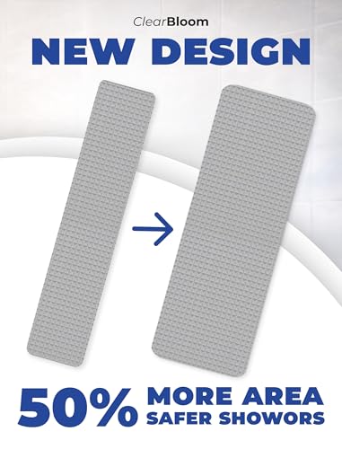 XXL Anti Slip Shower Stickers 12 PCS, Non-Slip Bath Tub Strips, Gray | Improves Grip and Traction on Wet Floors | Safety Option for Seniors & Adults | Peel-and-Stick Install, Scraper Tool Included - color: Gray