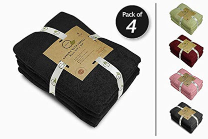 Luxury Bath Towels Set of 4 (27” x 54”) | Towels for Bathroom | Super Soft | Highly Absorbent Towels for Home, Spa, Gym (Black) - color: Black