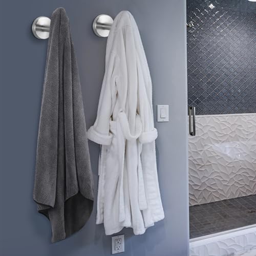 NearMoon Bath Towel Hooks- SUS 304 Stainless Steel Robe Hook Holder, Heavy Duty Coat Hook for Bathroom Livingroom Hotel Kitchen Garage, Wall Mounted (Brushed Nickel, 8 Pack) - color: Brushed Nickel, size: 8 Pack