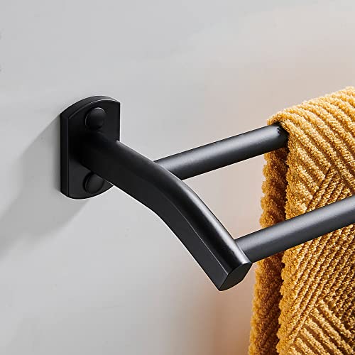 Black Double Towel Bar, Hand Towel Rack for Bathroom Wall Mounted Towel Hanger, Matte Black Bath Towel Rod,16 Inch - size: 16 Inch Double Bar