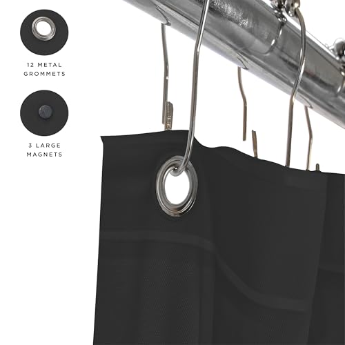 Bath Bliss 2 Pack PVC Heavy Weight Shower Curtain Liner | 4G | 70" x 72" | Rust Resistant Copper Grommets | Magnetic Hem | Black - color: Black