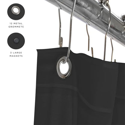 Bath Bliss 2 Pack PVC Heavy Weight Shower Curtain Liner | 4G | 70" x 72" | Rust Resistant Copper Grommets | Magnetic Hem | Black - color: Black