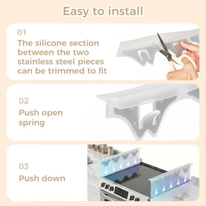 Silicone Stove Gap Covers with Stainless Steel, Oven Gap Filler Seals Gaps Between Stovetop and Counter, Stove Gap Guards Range Trim Kit, Easy to Clean Stove Gap Guard (Clear 2 Pack,21") - color: Clear, size: 21 inches