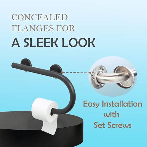 Grab Bar Toilet Paper Holder - Bathroom Safety Aid/304 Stainless/Right/Oil Rubbed Bronze/ 16.5" x 10 - color: Oil Rubbed Bronze, Right Hand