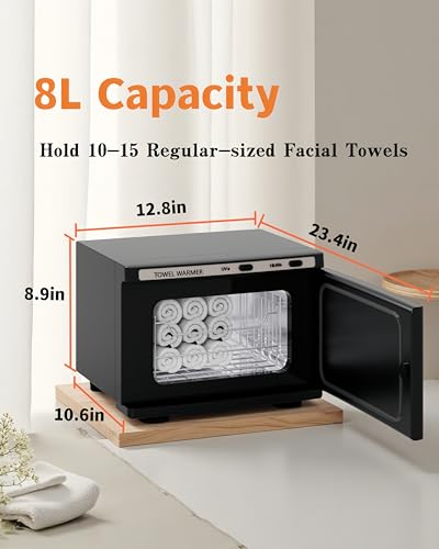 Towel Warmer, Hot Towel Warmers Spa, 8L Professional Mini Towel Warmer, Towel Warmer for Facials. (Black)