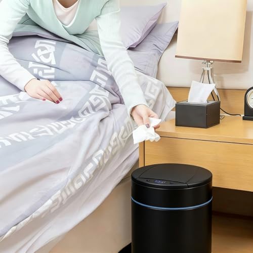 Smart Trash Can, Sensor Opening and Closing (1, Black) | Automatic Trash Can for Living Room, Bedroom, Kitchen and Bathroom - color: Black