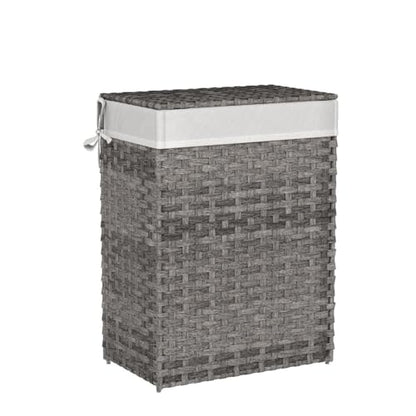 SONGMICS Laundry Hamper with Lid, 23.8 Gallon (90 L) Synthetic Rattan Clothes Laundry Basket with Lid and Handles, Foldable, Removable Liner, Dove Gray ULCB51WG - color: Dove Gray, size: 90 L