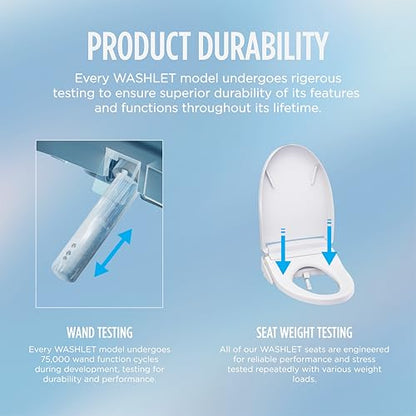 TOTO® WASHLET® S5 Electronic Bidet Toilet Seat with Instantaneous Water Heating, PREMIST and EWATER+ Wand Cleaning, Round, Cotton White - SW3445#01 - color: Cotton White, size: Round