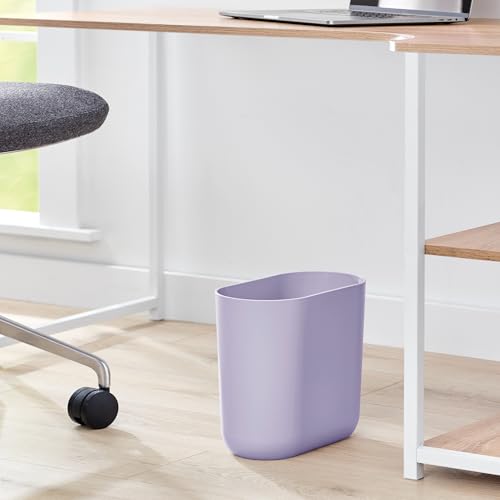 iDesign Small Slim Plastic Bathroom Trash Can, Purple | Garbage Can for Bedroom, Office, Desk, Dorm - color: Wisteria, style: Pack of 1