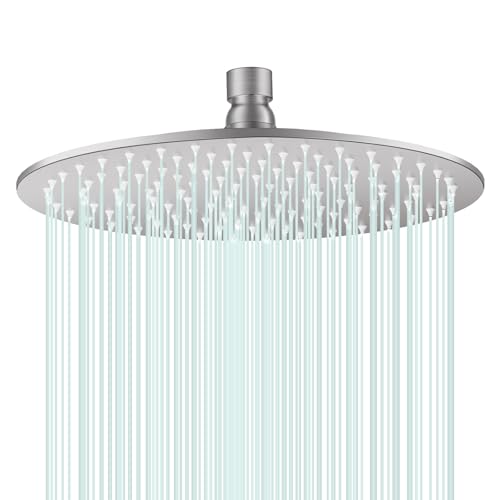 All Metal Rain Shower Head - Heavy Duty Stainless Steel, Easy Install, High Water Flow, Ultra-Thin Modern Design for Bathroom (Brushed Nickel, 10）BNW0088 - color: Brushed Nickel, size: 10