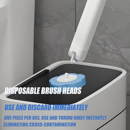 Disposable Brush with Holder & Refill Heads - Hygienic Sanitary Toilet Cleaner for Easy Cleaning, Streak-Free Fresh Bathroom, No Mess Disposable Toilet Bowl Cleaner Wand (1, Grey) - color: Grey +18 Refill