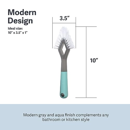 Casabella Smart Scrub Heavy-Duty Tile and Grout Brush for Tile Joints, Grout Cleaner Brush with Nonslip Handle, Gray/Aqua - size: Heavy Duty Grout Brush, style: Heavy Duty Grout