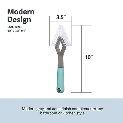 Casabella Smart Scrub Heavy-Duty Tile and Grout Brush for Tile Joints, Grout Cleaner Brush with Nonslip Handle, Gray/Aqua - size: Heavy Duty Grout Brush, style: Heavy Duty Grout
