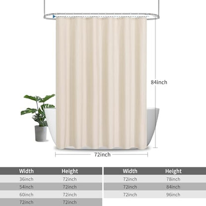 Extra Long Fabric Shower Curtain with Waterproof Layer,72x84,Cream | 2-in-1 Design,Linen Textured,100% Waterproof TPU-Laminated Backing,Magnetic Weighted,Machine Washable,For Bathroom,Hotel - color: Cream, size: 72"W x 84"L (Pack of 1)