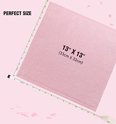 Washcloths 12 Pack 13" x 13" - Soft Wash Cloths for Your Face Towel, Wash Cloths for Your Body (White+Pink) - color: White+pink