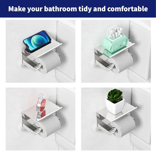 GLNLQ Chrome Toilet Paper Holder Wall Mount, Self Adhesive or Screw-in | Adhesive or Screw-in, Waterproof and Rustproof Stainless Steel, Wall Mount Design, Modern Stylish Design, for Bathroom, RV - color: C-chrome